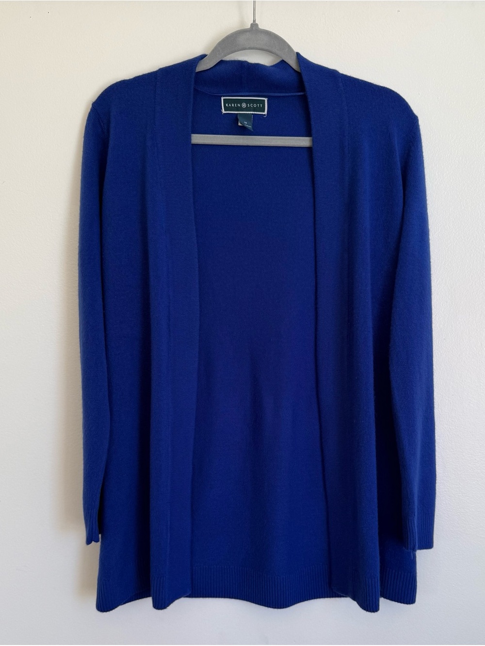 Karen Scott Cobalt Blue Open-Front Cardigan